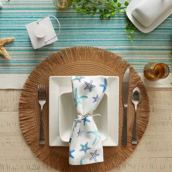 DII&reg; 15" Round Natural Fringe Woven Placemat Set, 6ct. {6}