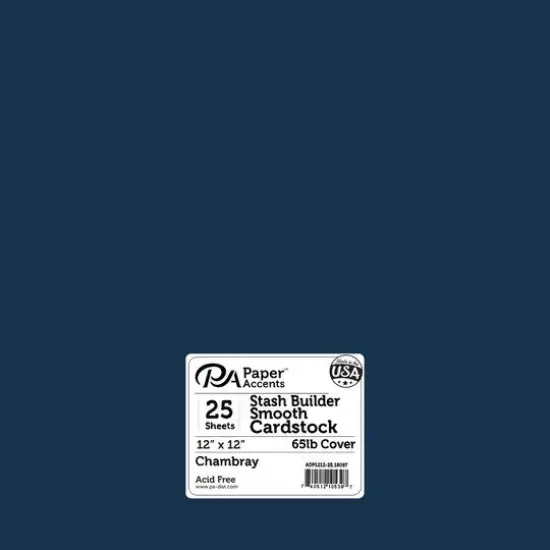 PA Paper™ Accents Stash Builder 12" x 12" 65lb. Smooth Cardstock, 25 Sheets Chambray {1}