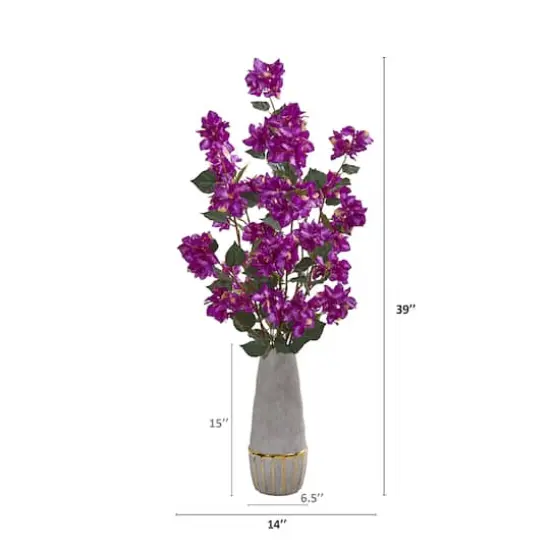 39" Bougainvillea Arrangement In Stoneware Vase Purple {3}