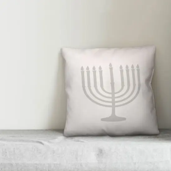 Gray Menorah 18x18 Spun Poly Pillow {4}