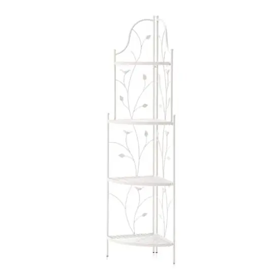 Glitzhome&reg; 4ft. Metal 4-Tiered Corner Shelf Stand White {1}