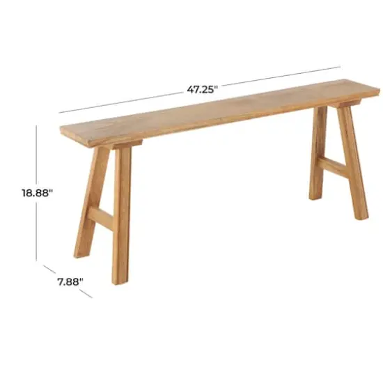 47.25" Brown Mango Wood Handmade Traditional Home Bench {8}