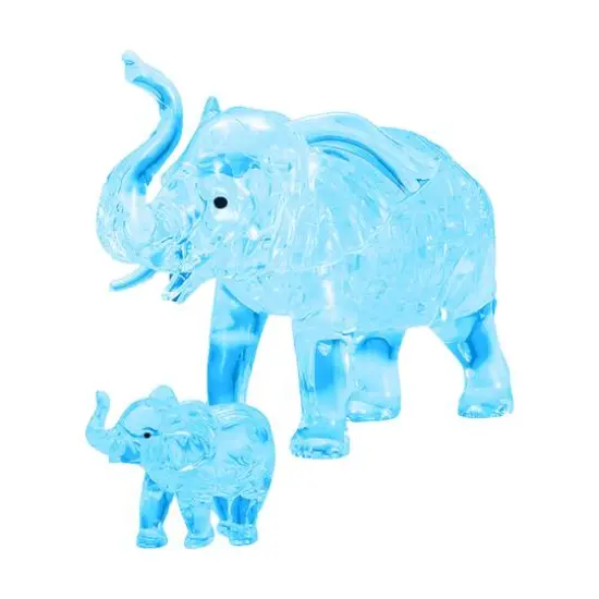 3D Crystal Puzzle - Elephant and Baby (Blue): 46 Pcs {1}