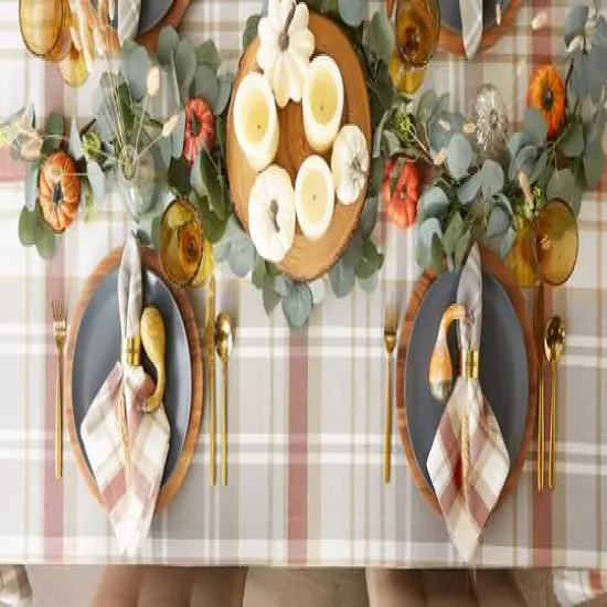DII&reg; 104" Plaid Thanksgiving Cozy Picnic Tablecloth {11}