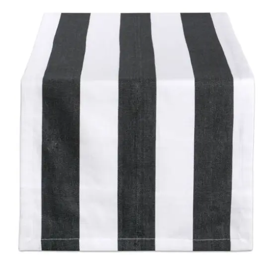 Black/White Dobby Stripe Table Runner 18" x 72" {1}