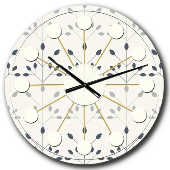 Designart Floral Retro Botanical Pattern I Mid-Century Modern Wall Clock {1}