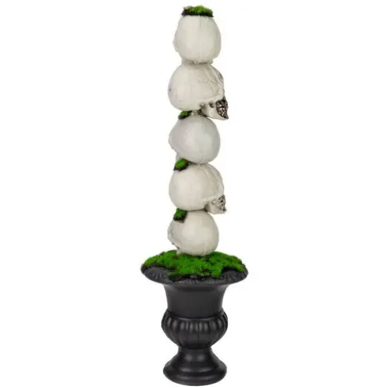 16" Skull Tower Topiary in Urn Halloween Decoration {4}