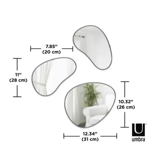 Umbra Titanium Hubba Pebble Mirror Set  {4}