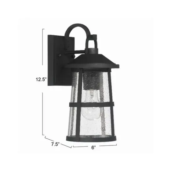 Hello Honey&reg; Nantucket Matte Black Coastal Metal & Glass Wall Mounted Outdoor Lantern Light {5}