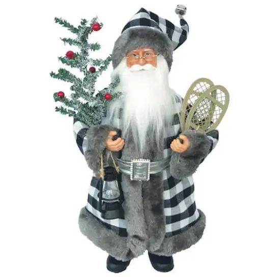 Santa's Workshop 15" Black & White Plaid Claus {1}