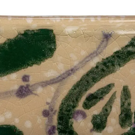 Hello Honey&reg; 11.75" Green & Cream Abstract Design Ceramic Serving Plate {6}