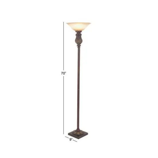 Brown Metal Traditional Floor Lamp, 70" x 15" x 15" {4}