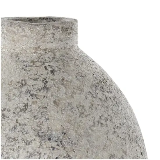 14.25" Beige Ceramic Handmade Antique Style Textured Decorative Vase {6}