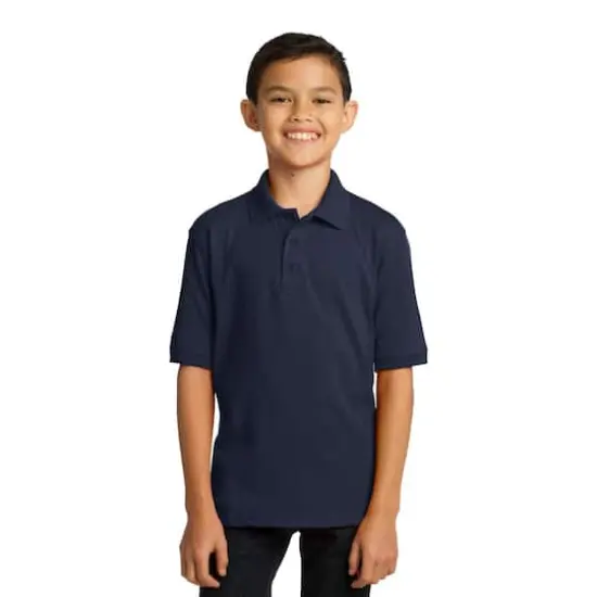 Port & Company&reg; Youth Core Blend Jersey Knit Polo Deep Navy {4}