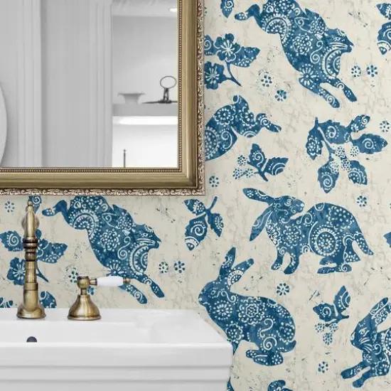 Surface Style Bunny Hop Peel & Stick Wallpaper Porcelain Blue {3}