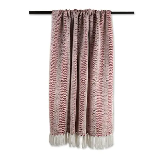 DII&reg; Barn Red Herringbone Stripe Throw {3}