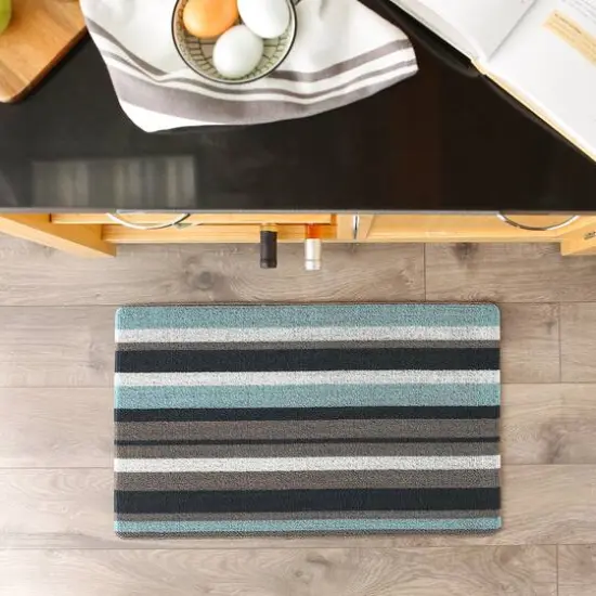 Blue And Gray Stripe Tufted Loop Textilene Mat {6}