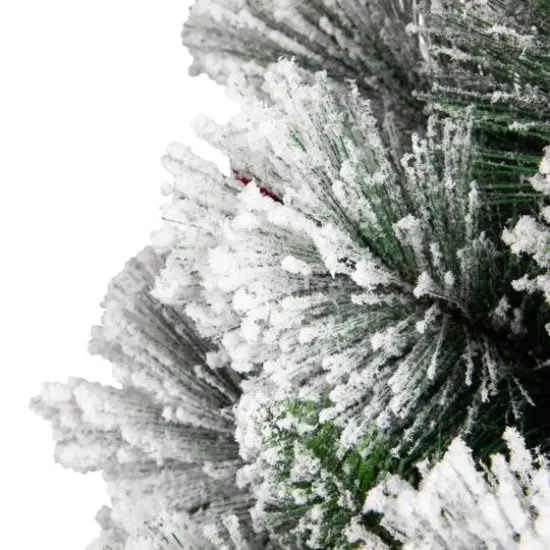 4.5ft. Unlit Flocked Fairfield Fir Full Artificial Christmas Tree with Red Berries {6}