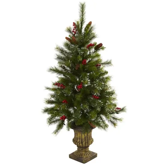 4ft. Pre-Lit Artificial Christmas Tree with Berries & Pinecones, Clear LED Lights {3}