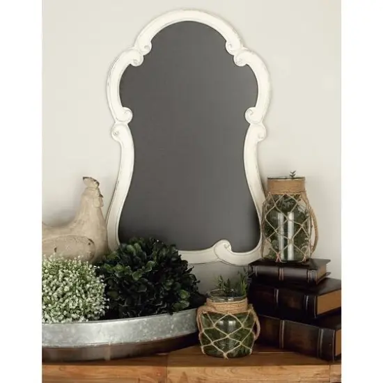 31" White Wood Vintage Chalkboard Wall Decor {8}