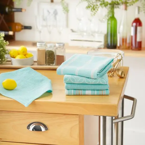 DII&reg; Dish Towel & Dishcloth Set Aqua {4}