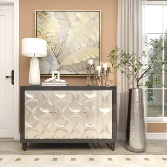 31" Silver Aluminum Tall Hammered Vase {17}