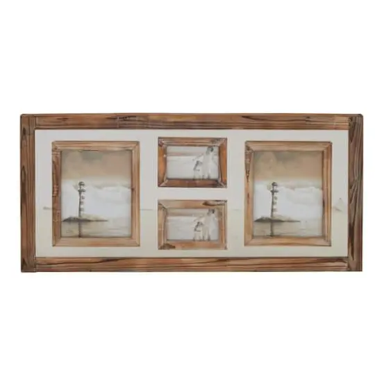 4 Opening Brown Wood Vintage Collage Frame {5}