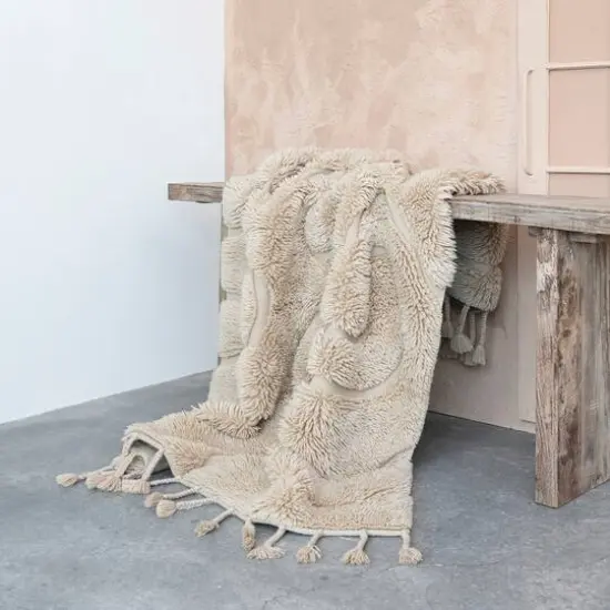 Hello Honey&reg; 5ft. x 7ft. Tan New Zealand Wool & Cotton Tufted Rug with Tassels {4}