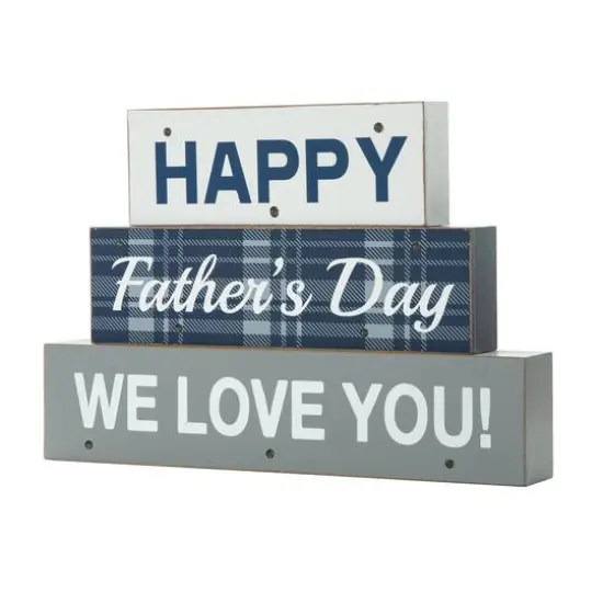 Glitzhome&reg; 12" Lighted Happy Father's Day Block Sign {7}