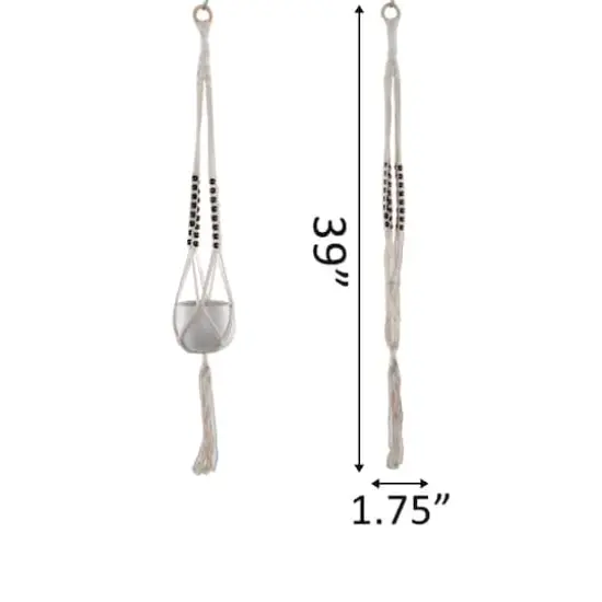 Flora Bunda 39" Tri-Beaded Macram&eacute; Plant Hanger {3}