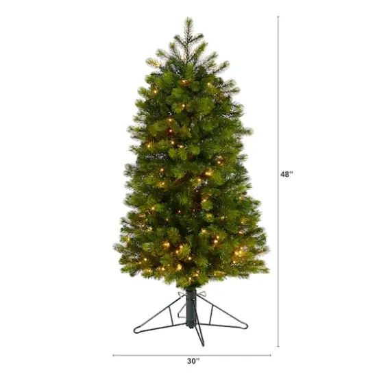 4ft. Pre-Lit Slim Colorado Mountain Spruce Artificial Christmas Tree, Warm White LED Lights {8}