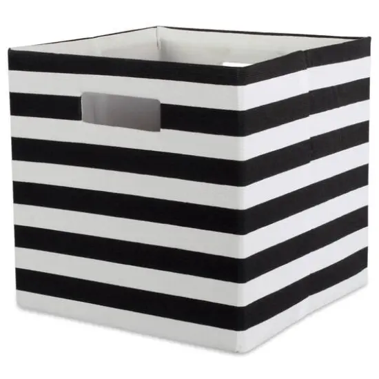 DII&reg; 11" Polyester Stripes Storage Cube Black {1}