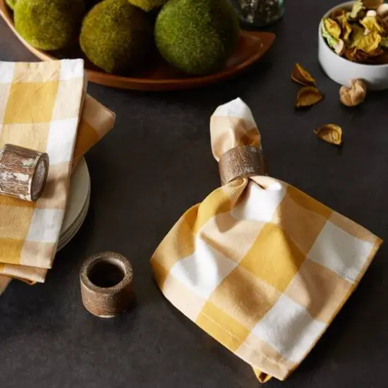 DII&reg; Buffalo Check Oversized Napkin, 6ct. Gold/White {7}