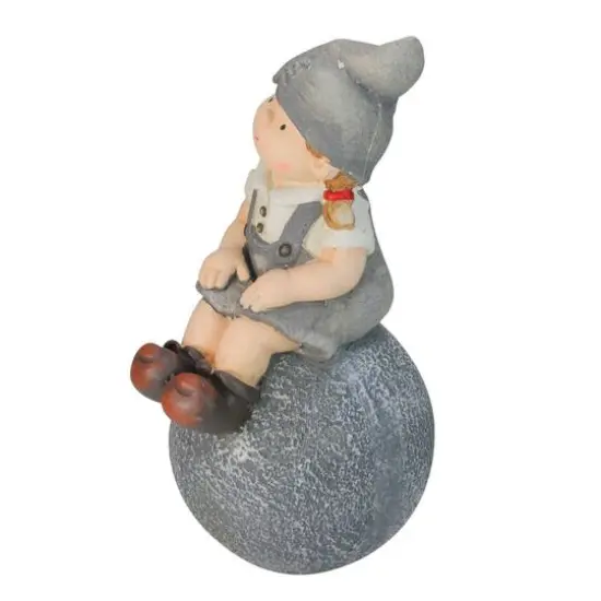 16" Young Girl Gnome Sitting on Ball Spring Outdoor Garden Patio Figure {3}