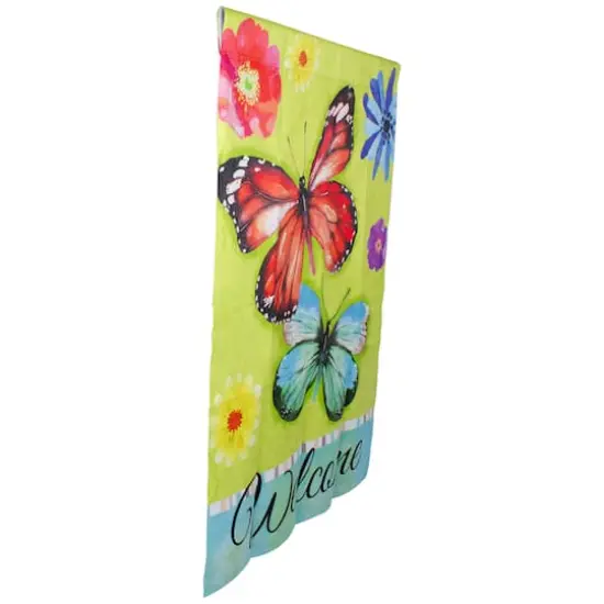 40" Green Welcome Butterflies House Flag {4}