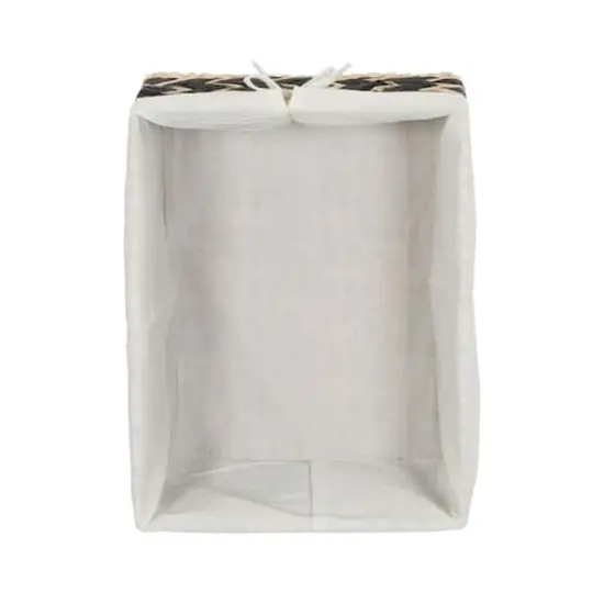 Household Essentials 9" Black & Natural Herringbone Wicker Storage Basket with Cloth Liner {8}