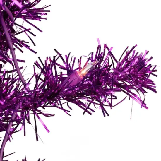 4ft. Pre-Lit Purple Tinsel Artificial Christmas Tree, Clear Lights {3}