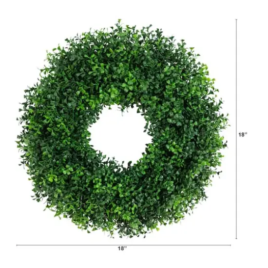 18in. Pre-Lit Artificial Boxwood Wreath with 25 Warm White LED Lights {3}