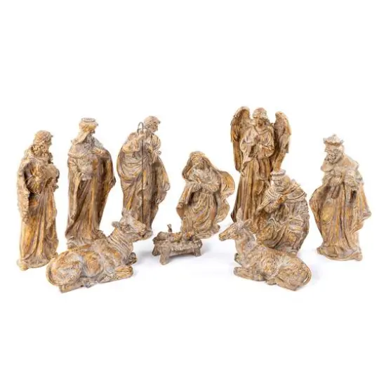 Glitzhome&reg; 10-Piece Bronze Resin Nativity Figurine Set {1}