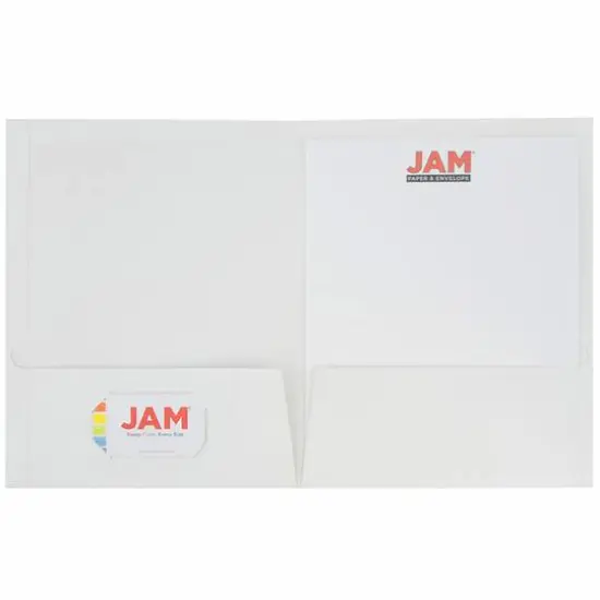 JAM Paper Glossy Two Pocket Folders, 12ct. White {5}