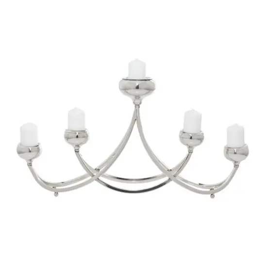 Silver Stainless Steel Candlestick Holders, 15x28x5" {5}