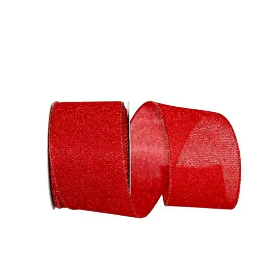 JAM Paper 2.5" x 10 yd. Red Sparkle Glimmer Radiance Wired Edge Ribbon {1}
