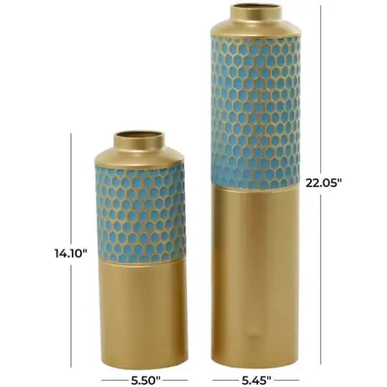 Light Blue Metal Glam Vase, Set of 2 {6}