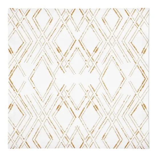Diamond Cotton Twill Napkin White and Gold {1}