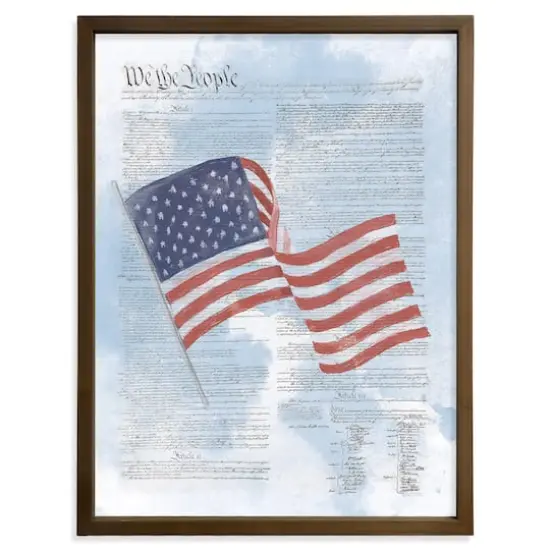 24" Flag Constitution Framed Print Brown Frame {1}