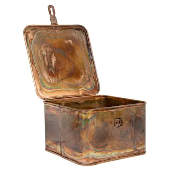 Hello Honey&reg; 7" Burnt Copper Finish Square Decorative Boxes Set {5}