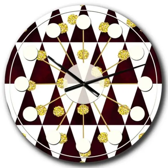 Designart 'Gold Polka Dot Pattern Ii Mid-Century Modern Wall Clock {1}