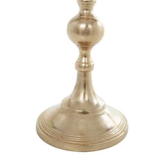 Gold Aluminum Tall Pillar Candle Holder Set {10}