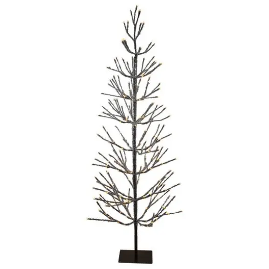 6ft. Pre-Lit Brown Artificial Christmas Tree with LED Clear Icicle Lights {4}