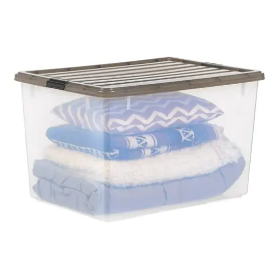 Iris&reg; 144qt. Clear View Plastic Storage Bins with Gray Latching Buckle Lids, 3ct. {10}
